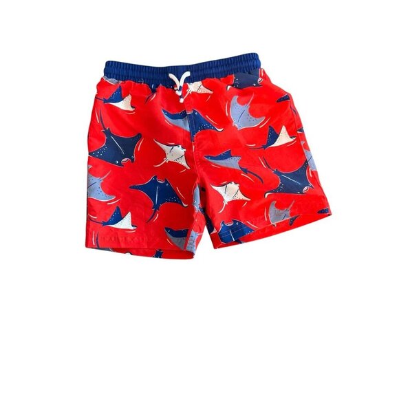 Mini Boden Boys Red Swim Shorts With Stingray Print 6-7 years - Picture 1 of 3